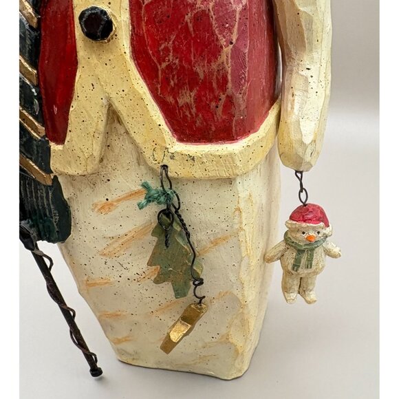 Vintage Rustic Snowman Christmas Figurine with Birdhouse Carved Folk Art Style - Picture 9 of 10